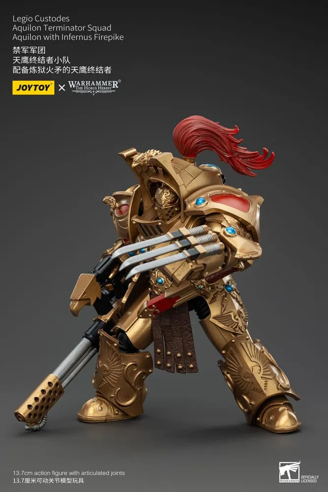 Warhammer The Horus Heresy Action Figure 1/18 Legio Custodes Aquilon Terminator Squad Aquilon with Infernus Firepike 14 cm